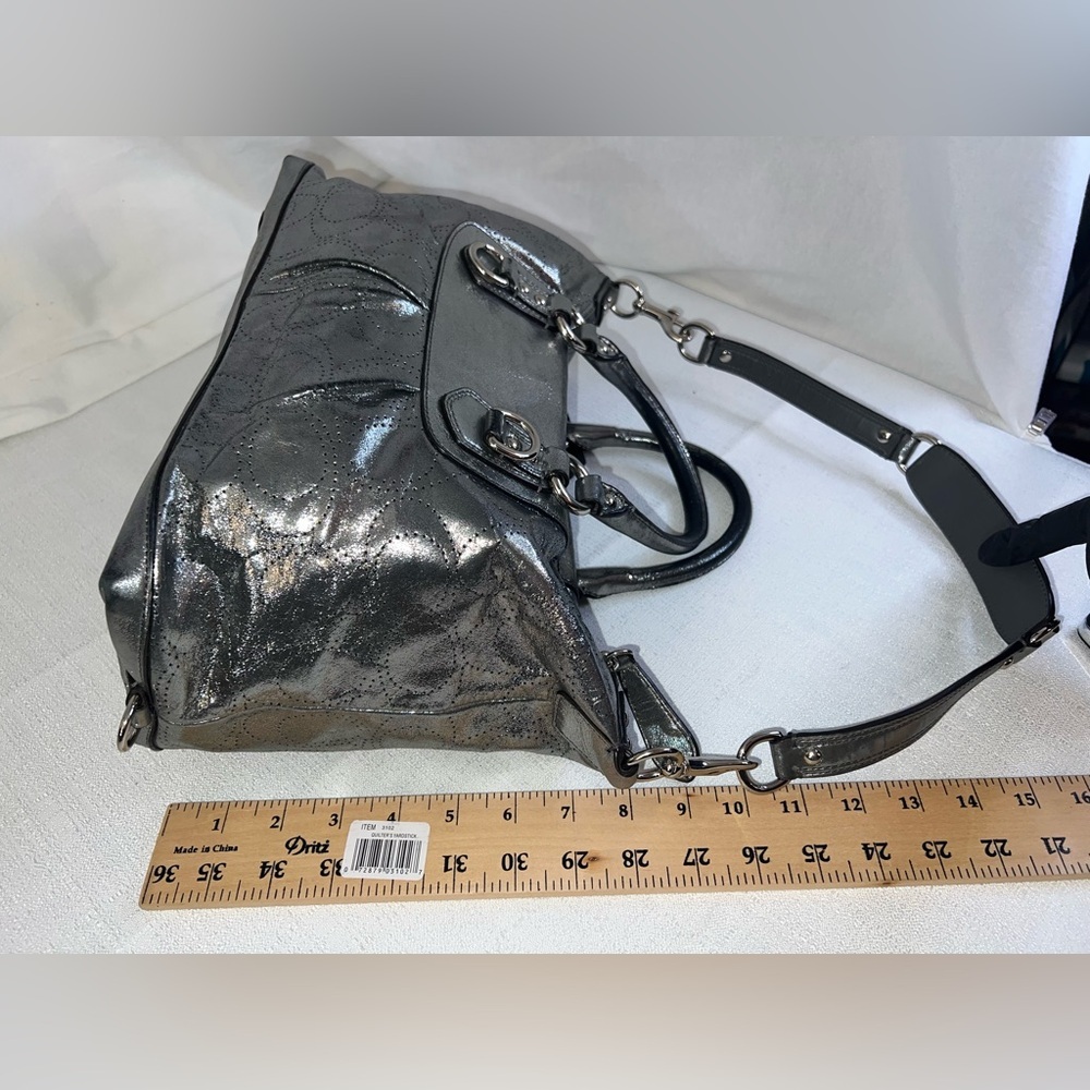 Coach Metallic Silver Leather Satchel Bag-see callouts - Picture 10 of 15